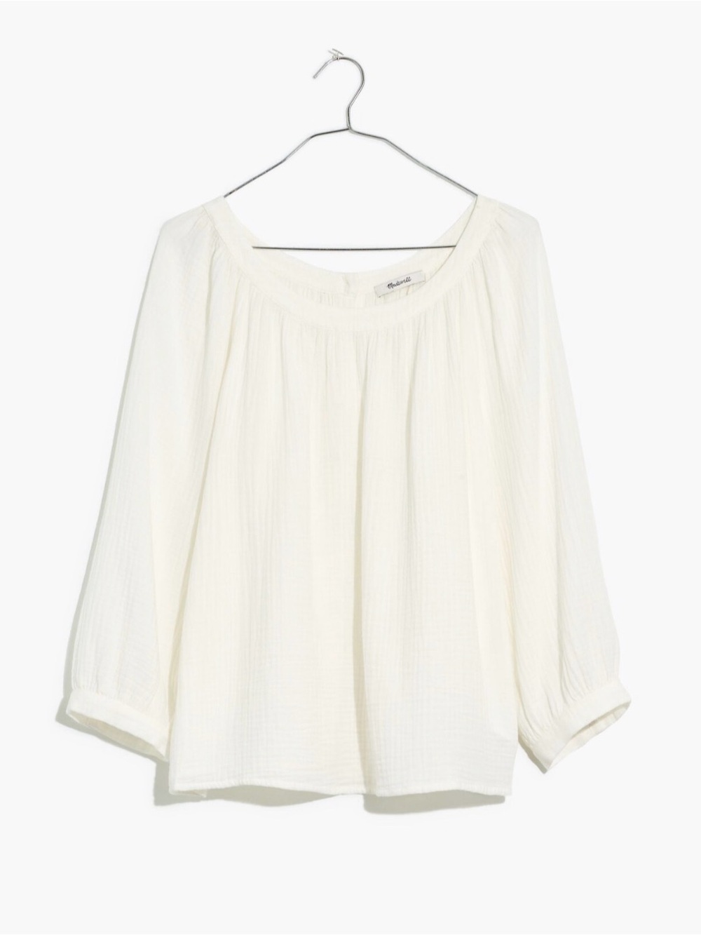 Madewell Lightspun Wide-Neck Cuffed-Sleeve Top